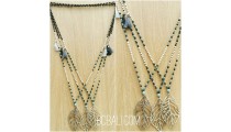 tassels necklace pendant bronze leaves